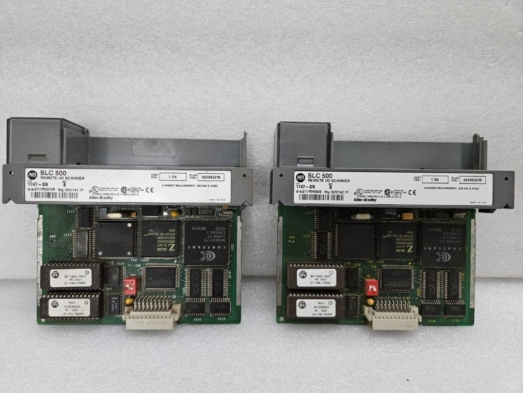 ALLEN BRADLEY 1747-SN SER.B SLC500 REMOTE I/O SCANNER MODULE (LOT OF 2)