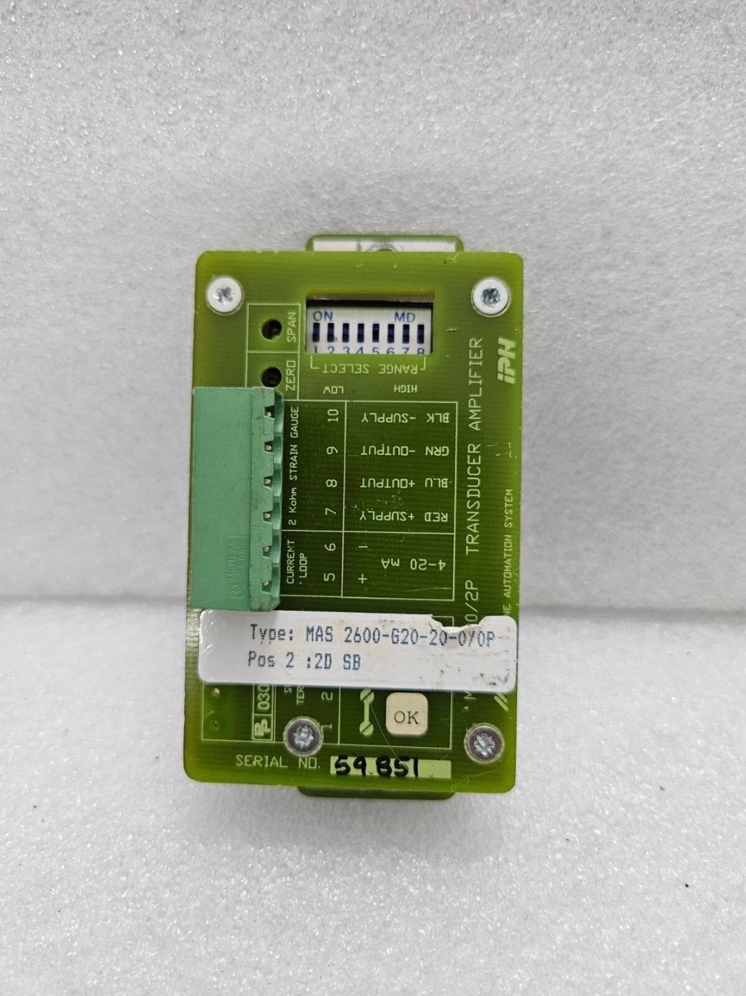 IPH MAS 2600-G20-20-0Y0P TRANSDUCER AMPLIFIER