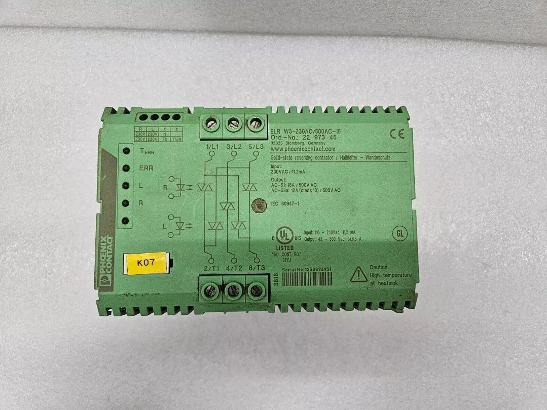 PHOENIX CONTACT ELR W3-230AC/500AC-16 SOLID-STATE REVERSING CONTACTOR