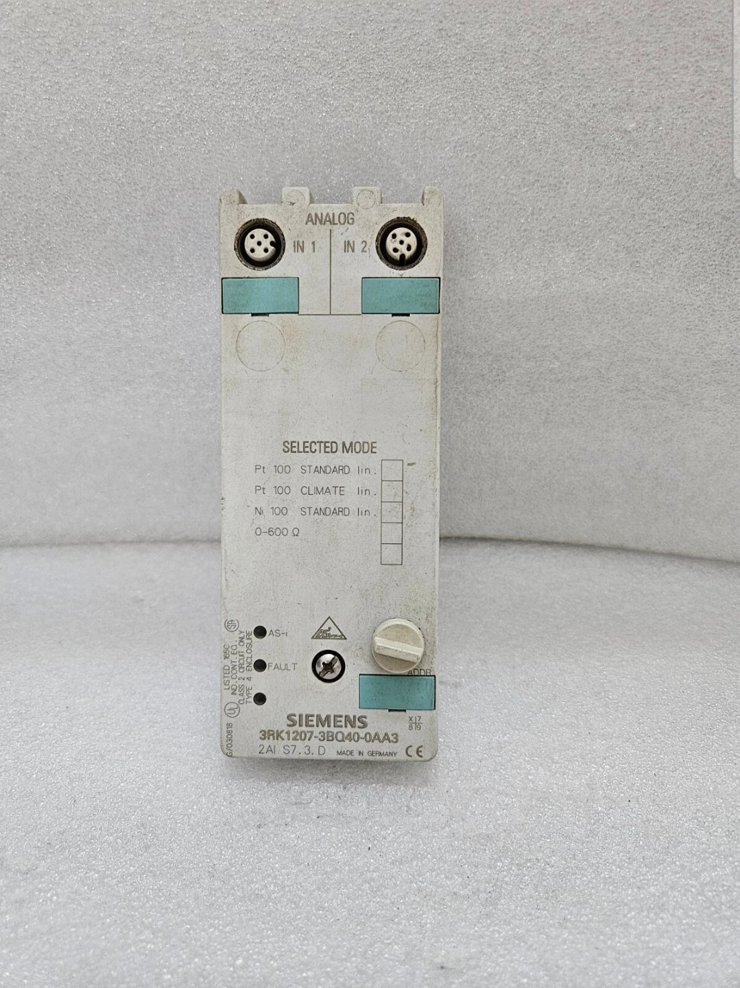 SIEMENS 3RK1207-3BQ40-0AA3 AS-I COMPACT MODULE K60 ANALOG 2 AI