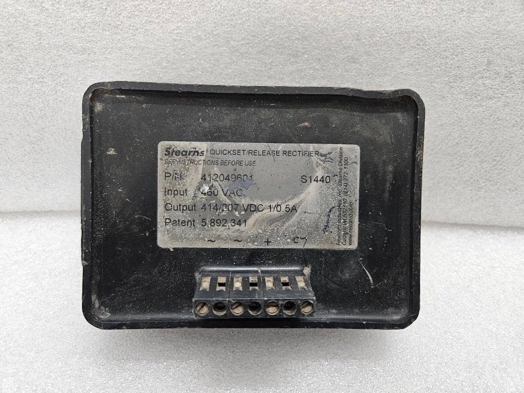 STEARNS P/N 412049601 QUICKSET/RELEASE RECTIFIER S1440 PATENT 5,892,341